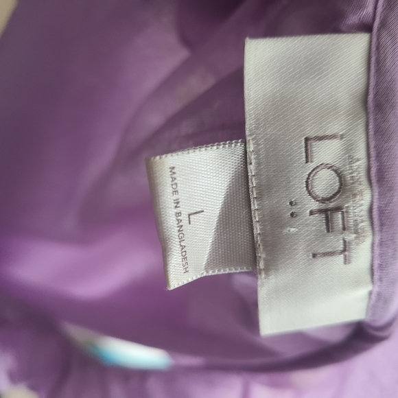 LOFT Purple ruffle sleeveless top size L -P1 - Picture 4 of 4